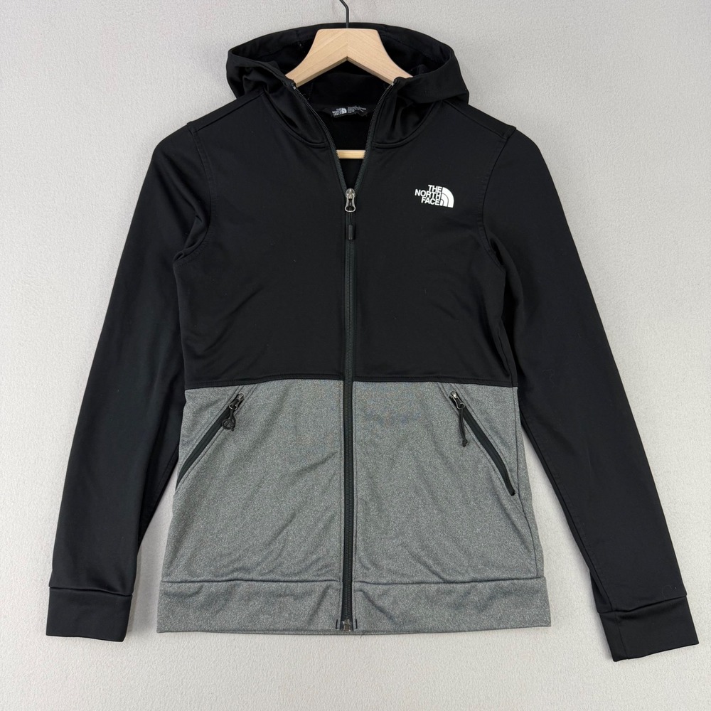 The North Face Full Zip Hoodie Women XS Black Gray Colorblock Active Outdoor‎